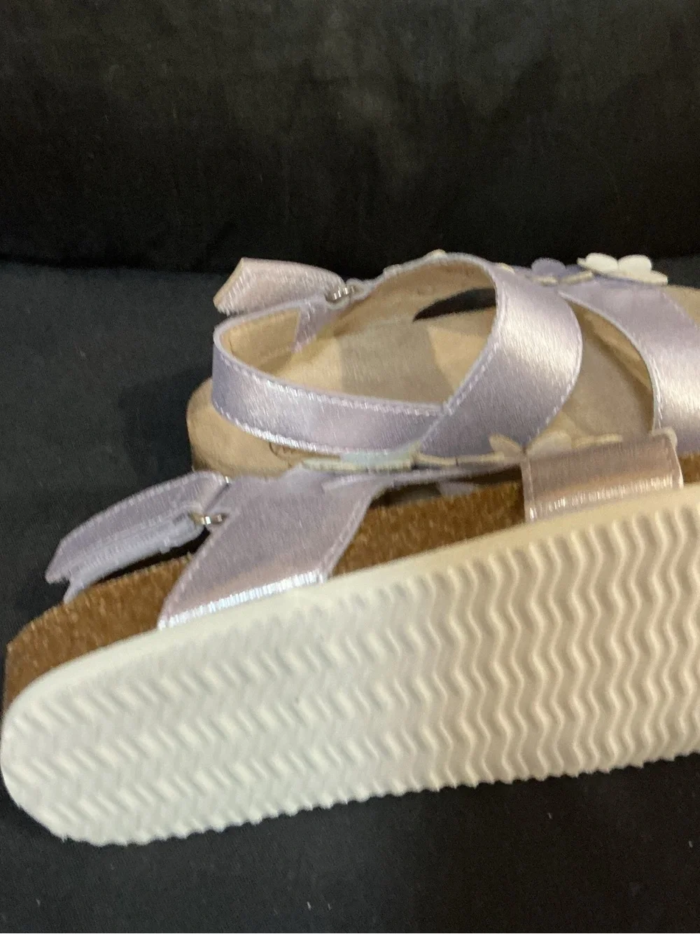 Sandals White Mountain Girls Lavender Metallic Flower Strap Sandals sz 12 flower